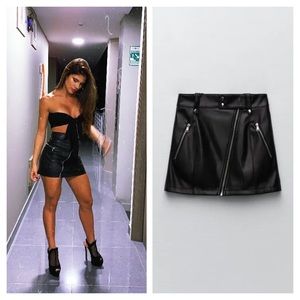 ❤️Bloggers Favorite❤️ NWT! FAUX LEATHER BIKER SKIRT in Black Size XS